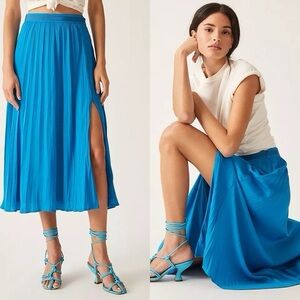 A+Anthro Pleated Slit Midi Skirt